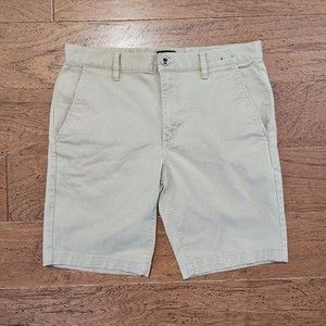 RVCA Weekend-Stretch Flat Front Chino Shorts Size 32 (34) Khaki Brown